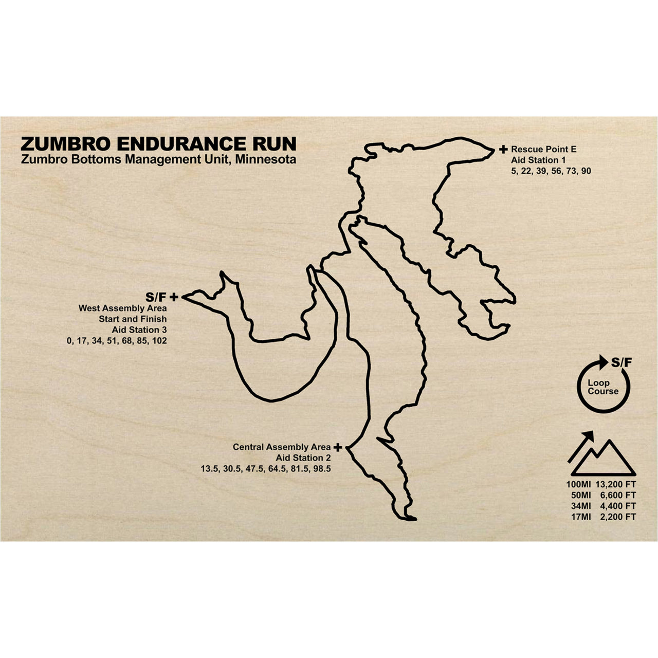 Rocksteady Running - Zumbro Wood Print Course Map